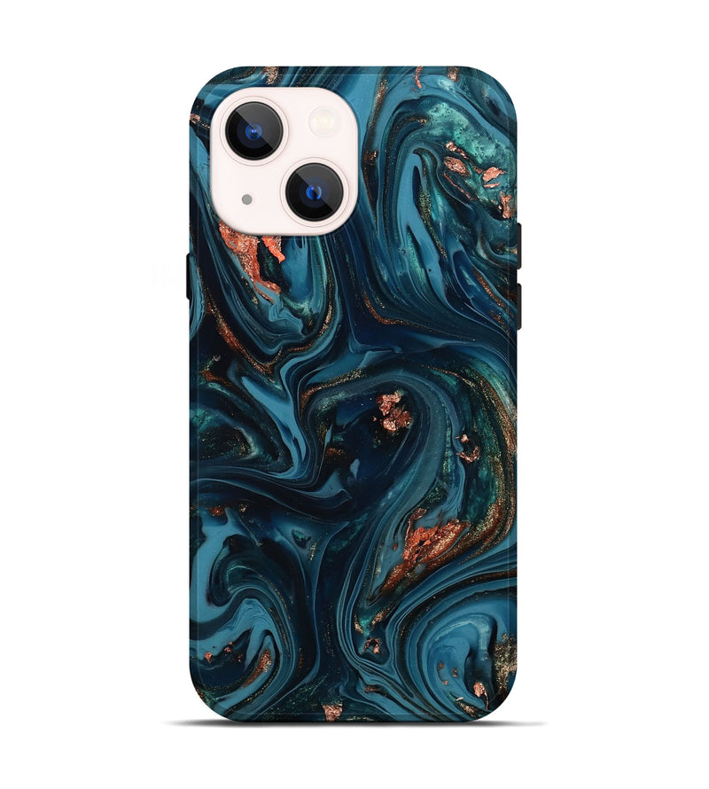 iPhone 14 ResinArt Live Edge Phone Case - Chelsi (Teal & Gold, 812209)