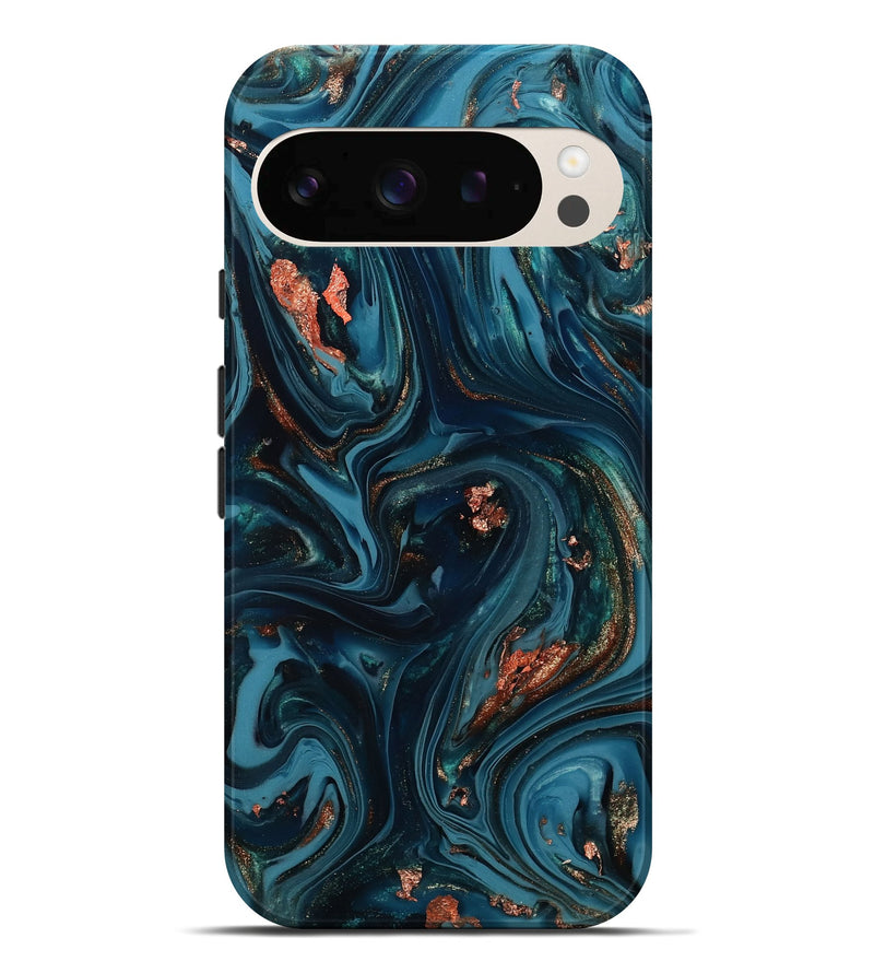 Pixel 10 Pro XL ResinArt Live Edge Phone Case - Chelsi (Teal & Gold, 812209)