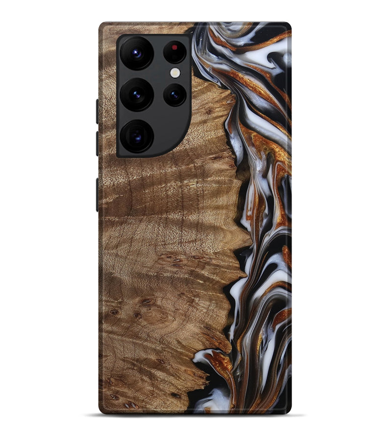 Galaxy S22 Ultra Wood Live Edge Phone Case - Mikala (Black & White, 812213)