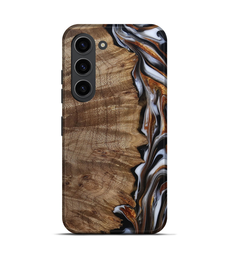 Galaxy S23 Wood Live Edge Phone Case - Mikala (Black & White, 812213)