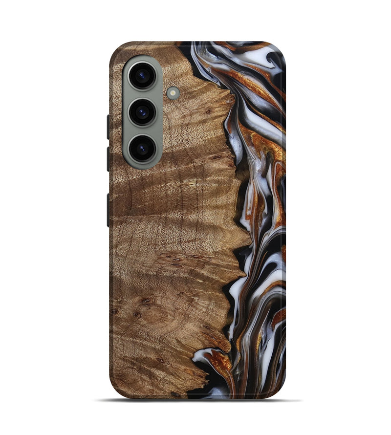 Galaxy S24 Wood Live Edge Phone Case - Mikala (Black & White, 812213)