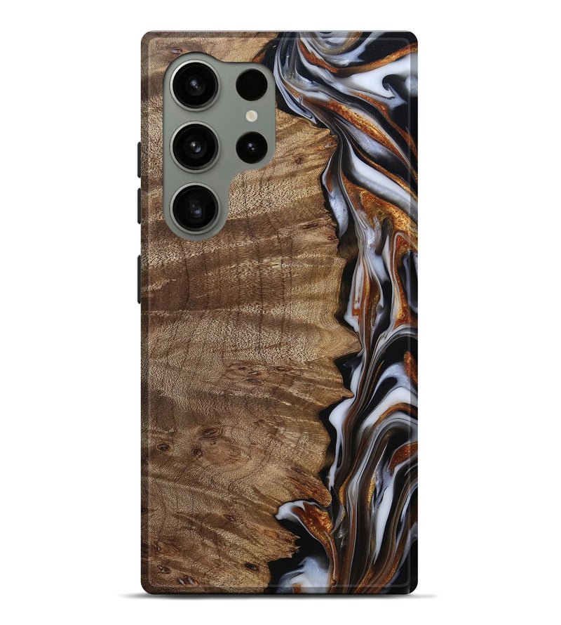 Galaxy S24 Ultra Wood Live Edge Phone Case - Mikala (Black & White, 812213)
