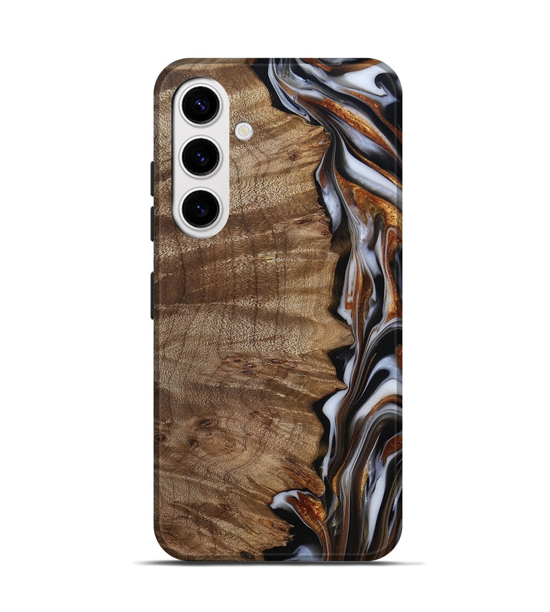 Galaxy S25 Wood Live Edge Phone Case - Mikala (Black & White, 812213)