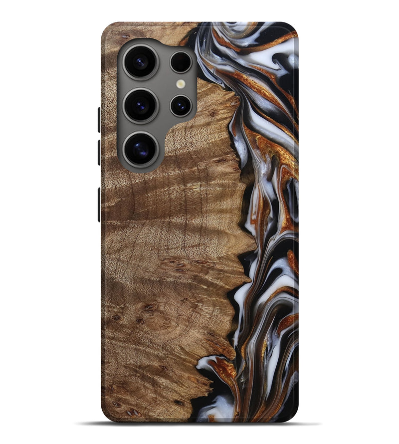 Galaxy S25 Ultra Wood Live Edge Phone Case - Mikala (Black & White, 812213)