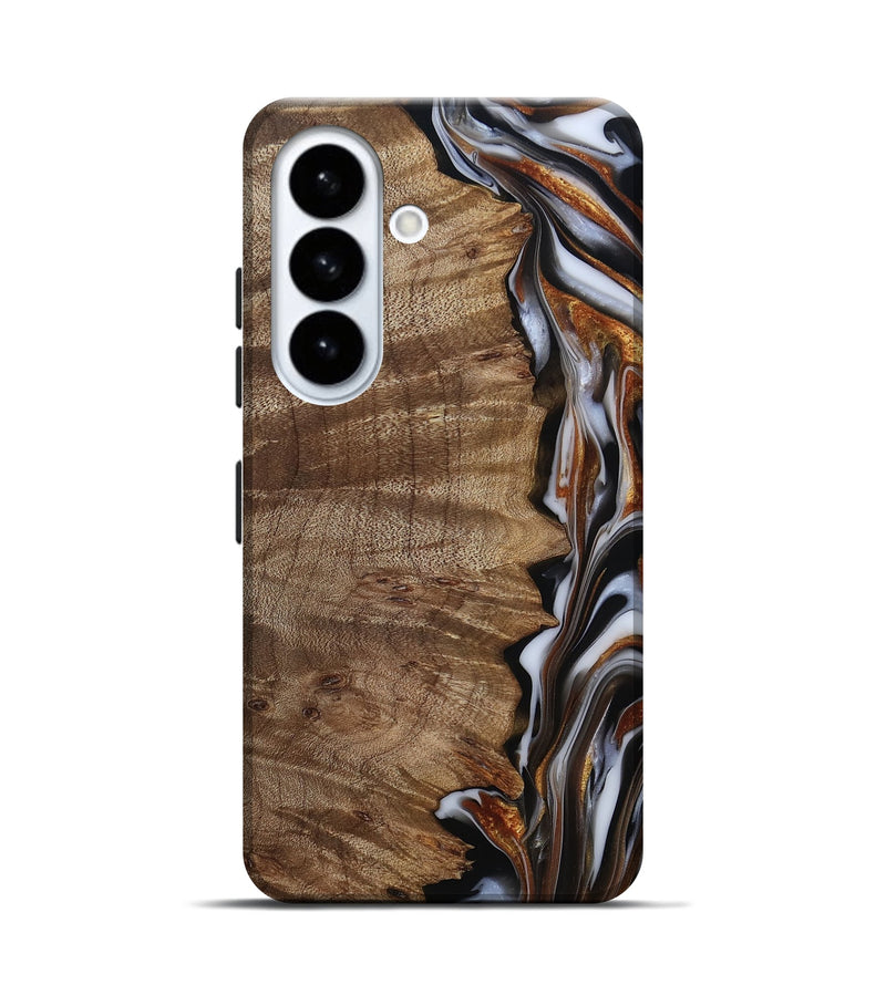Galaxy S26 Wood Live Edge Phone Case - Mikala (Black & White, 812213)
