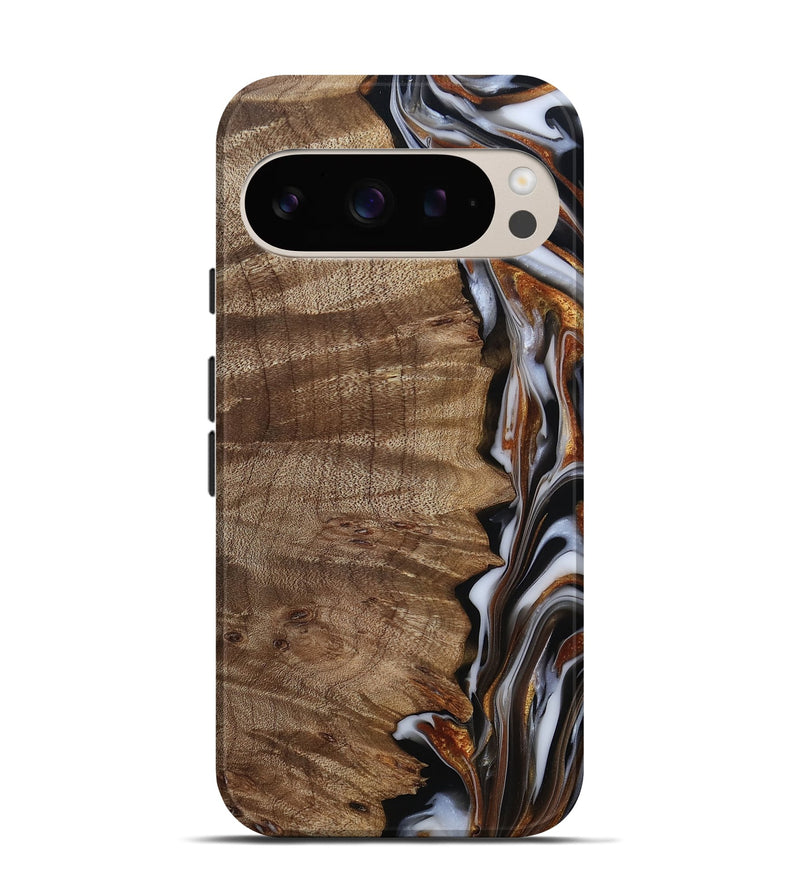 Pixel 9 Pro Wood Live Edge Phone Case - Mikala (Black & White, 812213)