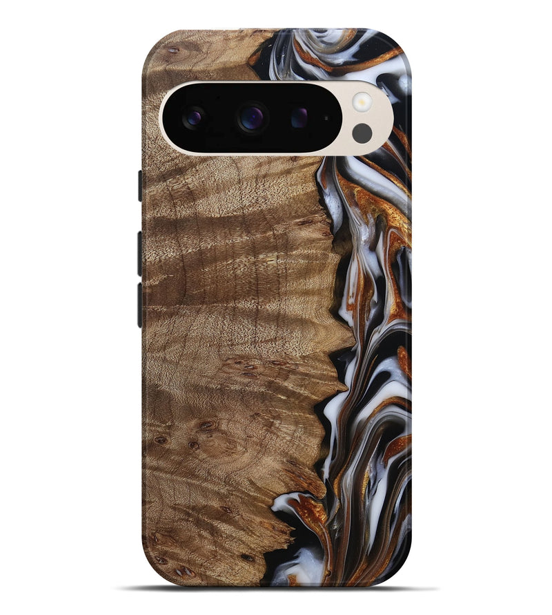 Pixel 9 Pro XL Wood Live Edge Phone Case - Mikala (Black & White, 812213)
