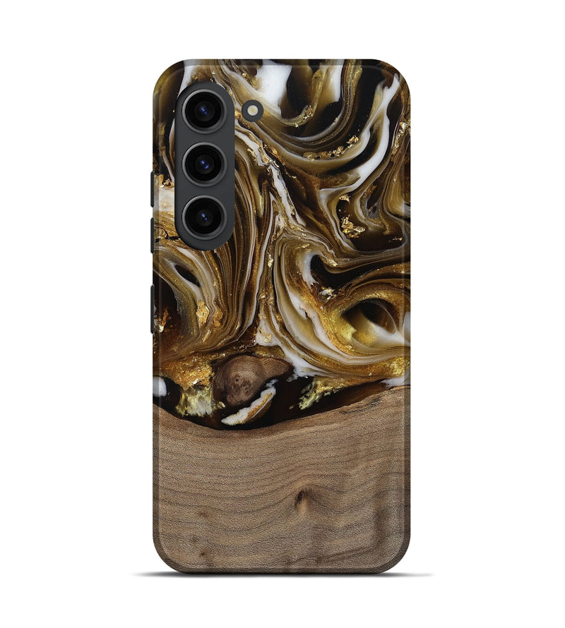 Galaxy S23 Wood Live Edge Phone Case - Mayme (Black & White, 812215)