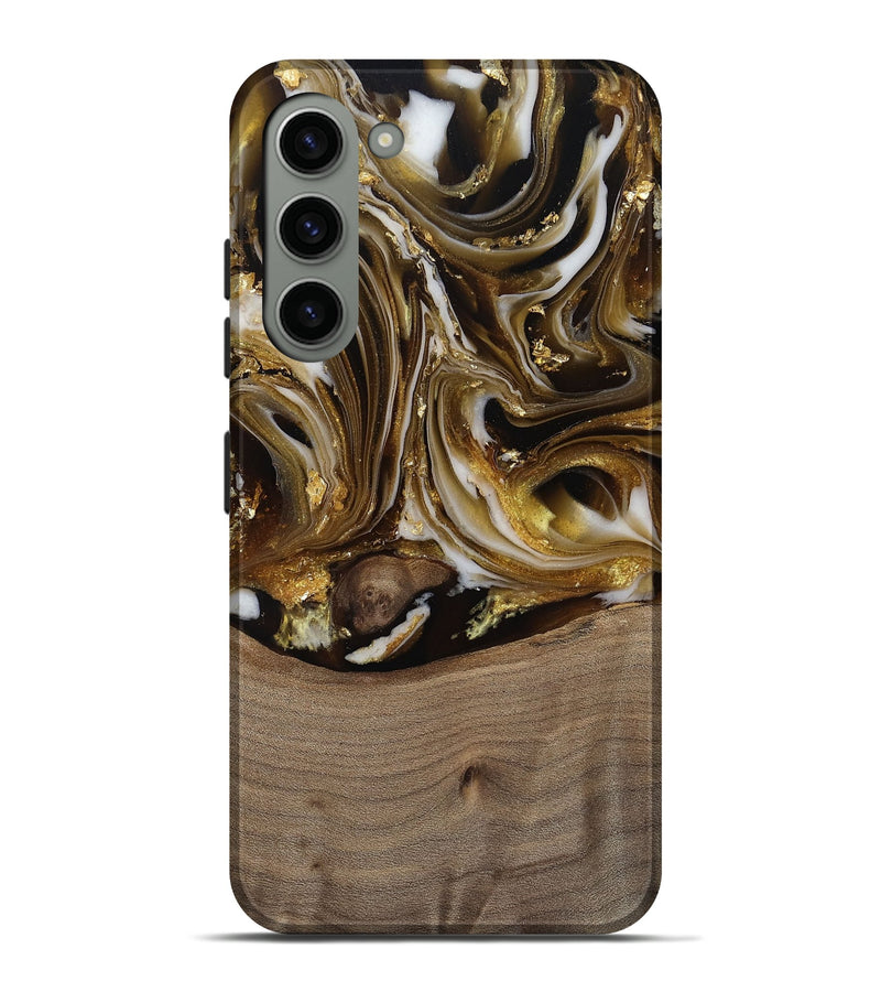 Galaxy S23 Plus Wood Live Edge Phone Case - Mayme (Black & White, 812215)