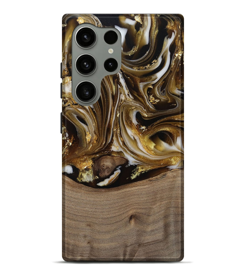 Galaxy S24 Ultra Wood Live Edge Phone Case - Mayme (Black & White, 812215)
