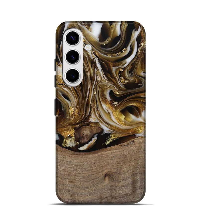 Galaxy S25 Wood Live Edge Phone Case - Mayme (Black & White, 812215)