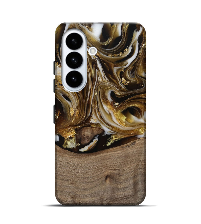 Galaxy S26 Wood Live Edge Phone Case - Mayme (Black & White, 812215)