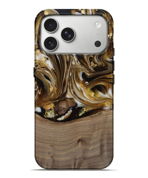 iPhone 17 Pro Max Wood Live Edge Phone Case - Mayme (Black & White, 812215)