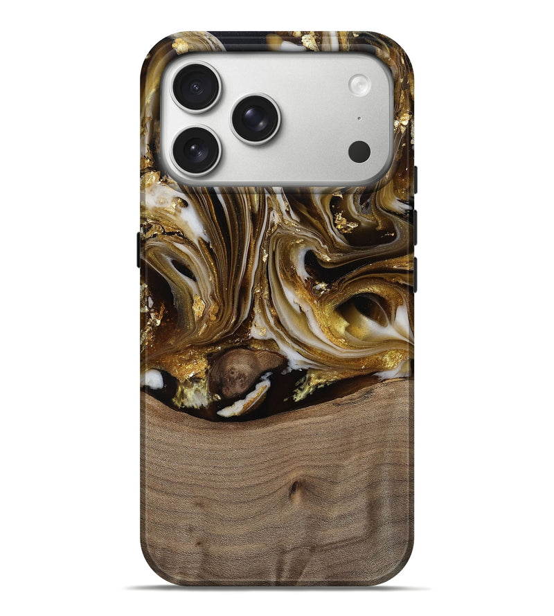iPhone 17 Pro Max Wood Live Edge Phone Case - Mayme (Black & White, 812215)