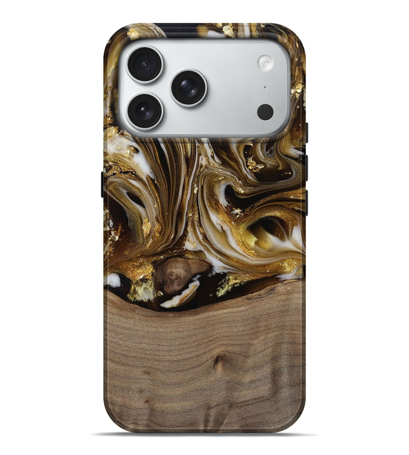 iPhone 18 Pro Max Wood Live Edge Phone Case - Mayme (Black & White, 812215)
