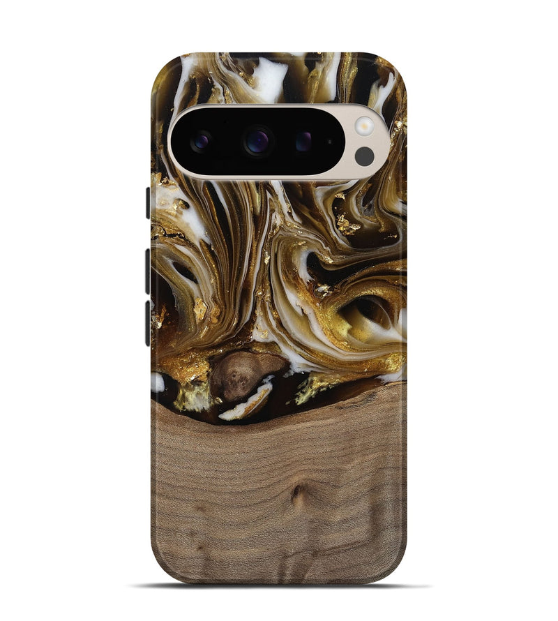 Pixel 9 Pro Wood Live Edge Phone Case - Mayme (Black & White, 812215)