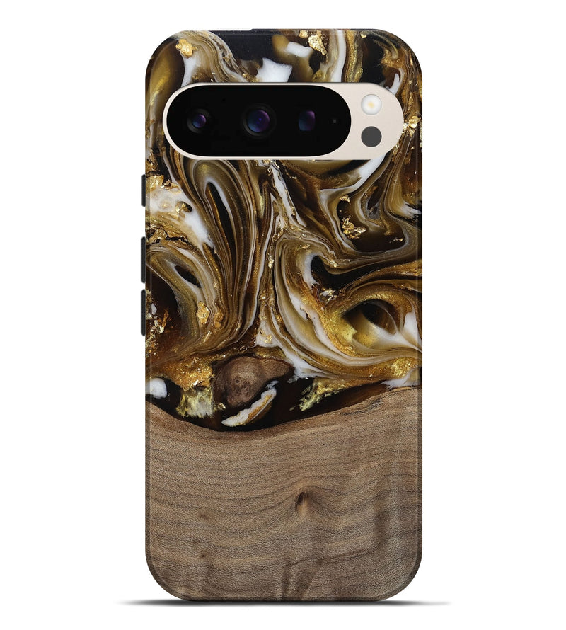 Pixel 9 Pro XL Wood Live Edge Phone Case - Mayme (Black & White, 812215)