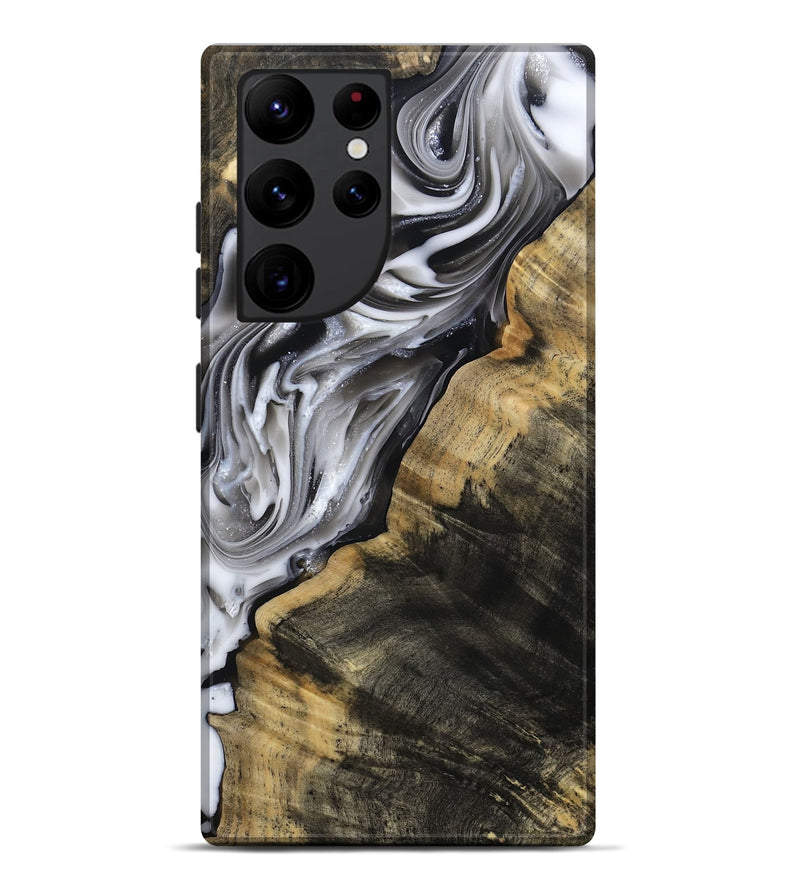 Galaxy S22 Ultra Wood Live Edge Phone Case - Maudie (Black & White, 812219)