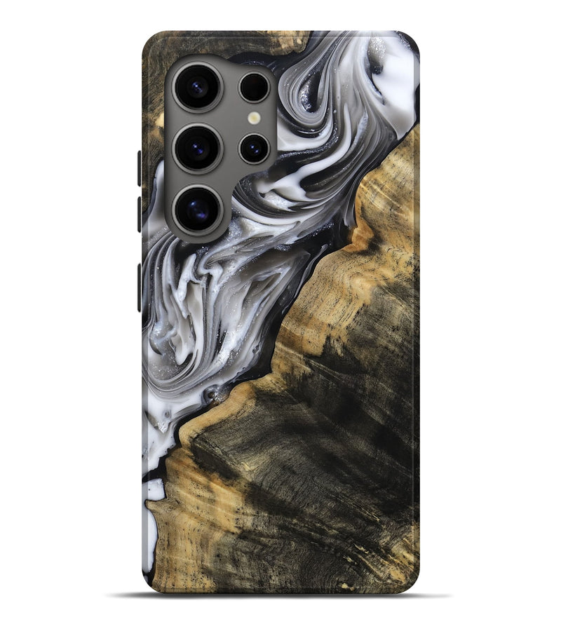 Galaxy S25 Ultra Wood Live Edge Phone Case - Maudie (Black & White, 812219)
