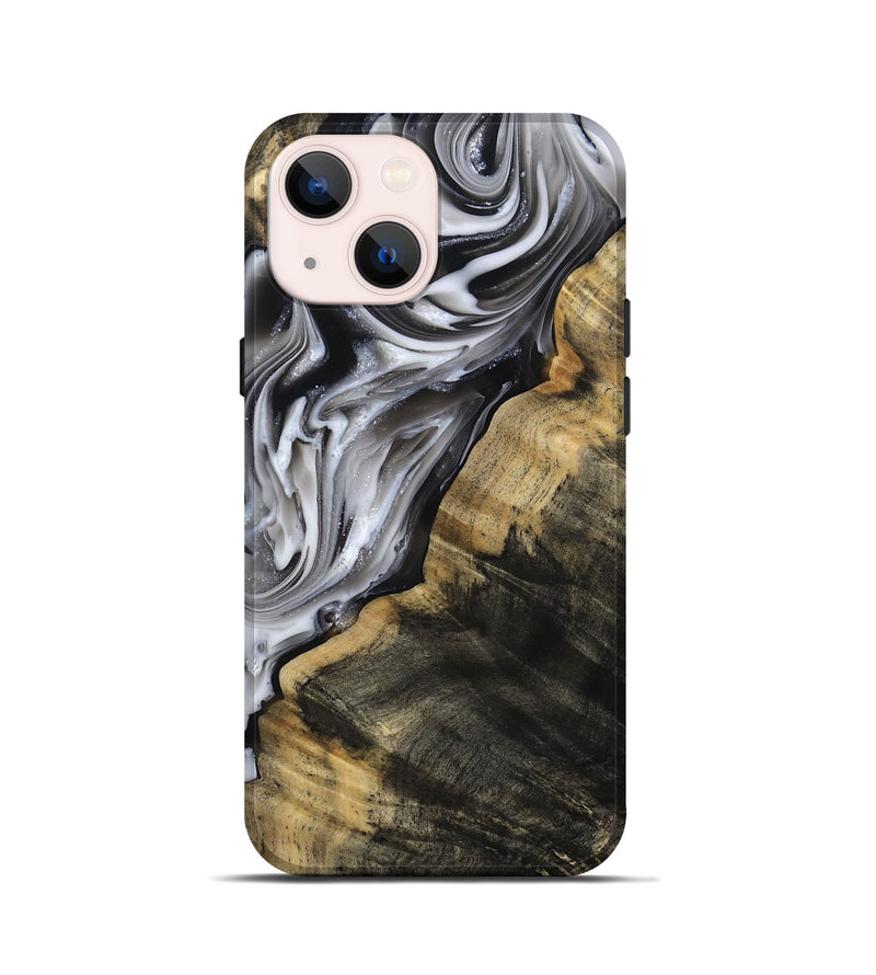 iPhone 13 mini Wood Live Edge Phone Case - Maudie (Black & White, 812219)