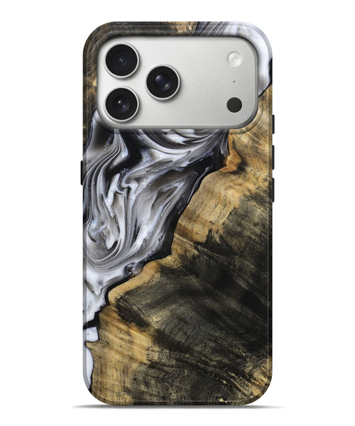 iPhone 17 Pro Max Wood Live Edge Phone Case - Maudie (Black & White, 812219)