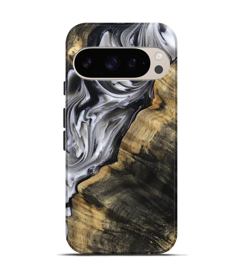Pixel 10 Pro Wood Live Edge Phone Case - Maudie (Black & White, 812219)