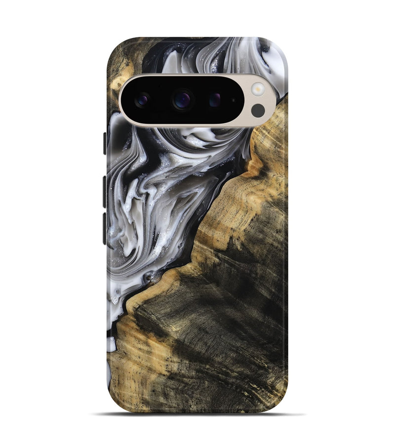 Pixel 9 Pro Wood Live Edge Phone Case - Maudie (Black & White, 812219)