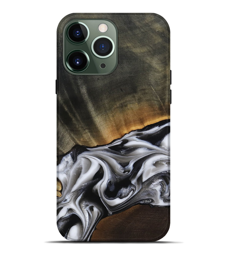 iPhone 13 Pro Max Wood Live Edge Phone Case - Kylah (Black & White, 812220)