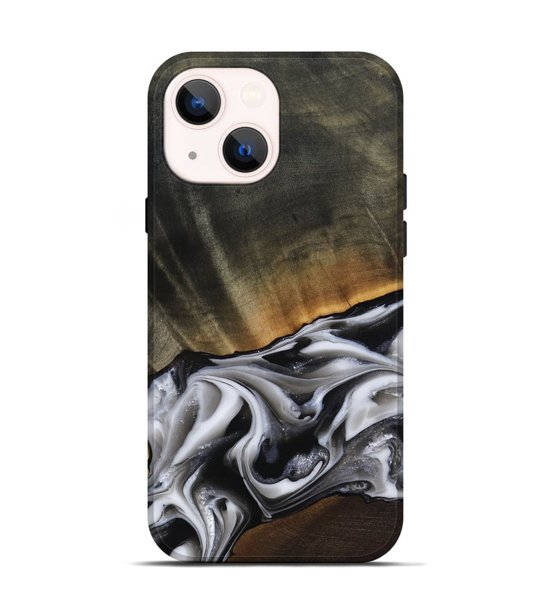 iPhone 14 Wood Live Edge Phone Case - Kylah (Black & White, 812220)