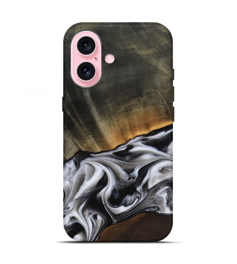 iPhone 17 Wood Live Edge Phone Case - Kylah (Black & White, 812220)