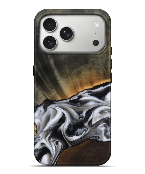 iPhone 17 Pro Max Wood Live Edge Phone Case - Kylah (Black & White, 812220)