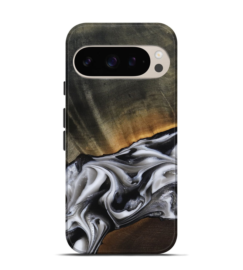 Pixel 9 Pro Wood Live Edge Phone Case - Kylah (Black & White, 812220)