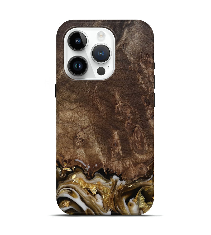 iPhone 15 Pro Wood Live Edge Phone Case - Claud (Black & White, 812222)