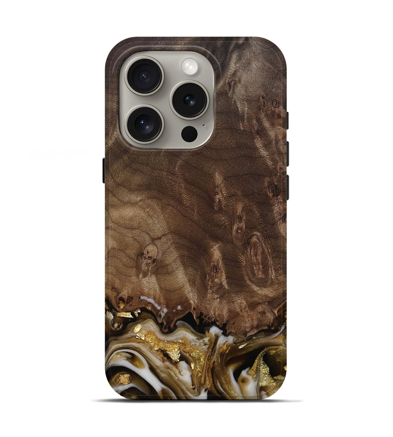 iPhone 16 Pro Wood Live Edge Phone Case - Claud (Black & White, 812222)