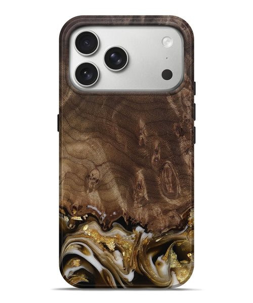 iPhone 17 Pro Max Wood Live Edge Phone Case - Claud (Black & White, 812222)