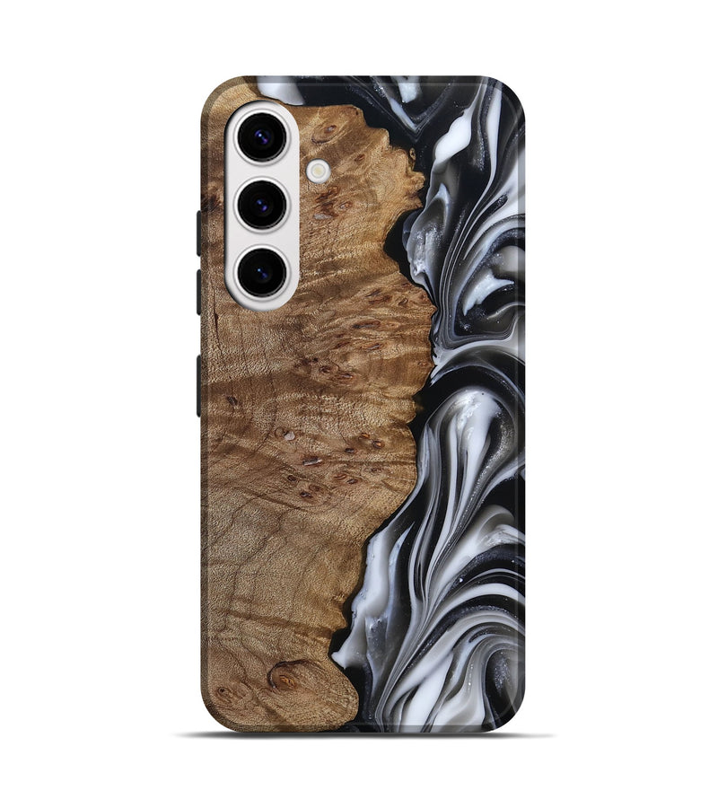 Galaxy S25 Wood Live Edge Phone Case - Thiago (Black & White, 812228)