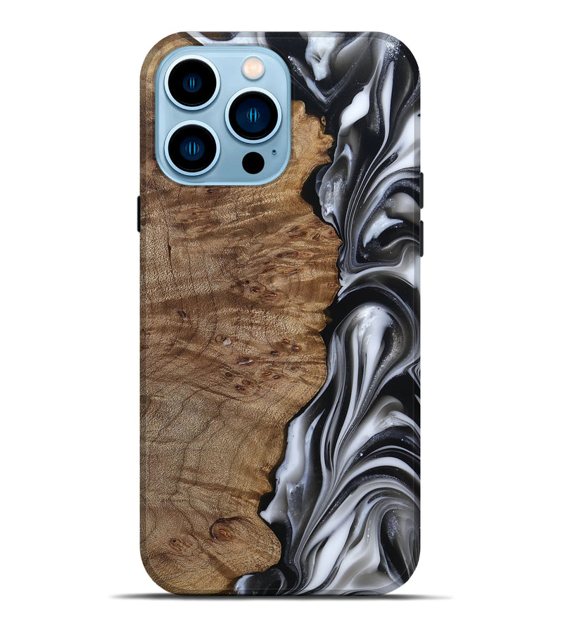 iPhone 14 Pro Max Wood Live Edge Phone Case - Thiago (Black & White, 812228)