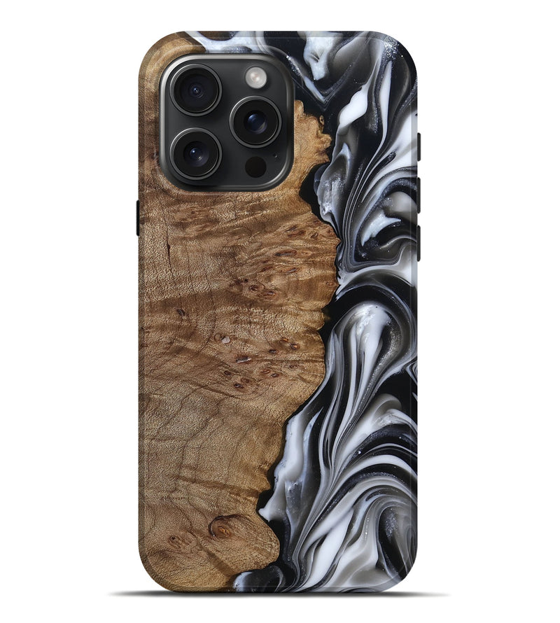 iPhone 16 Pro Max Wood Live Edge Phone Case - Thiago (Black & White, 812228)