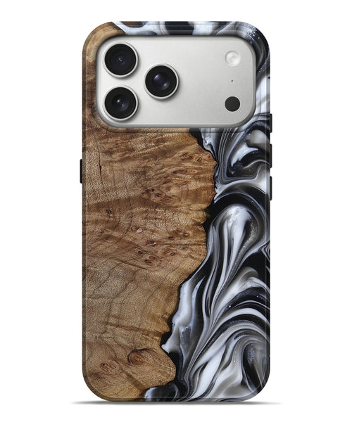 iPhone 17 Pro Max Wood Live Edge Phone Case - Thiago (Black & White, 812228)