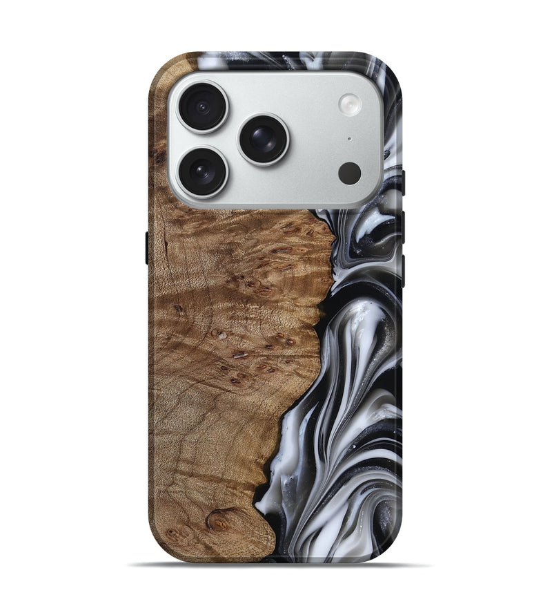 iPhone 18 Pro Wood Live Edge Phone Case - Thiago (Black & White, 812228)