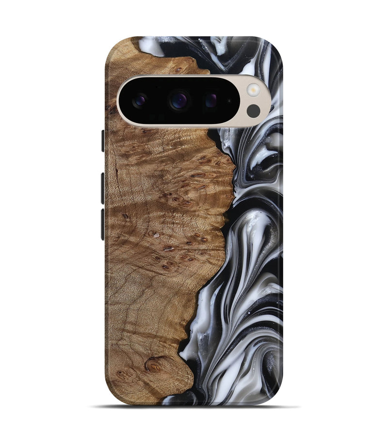 Pixel 10 Pro Wood Live Edge Phone Case - Thiago (Black & White, 812228)