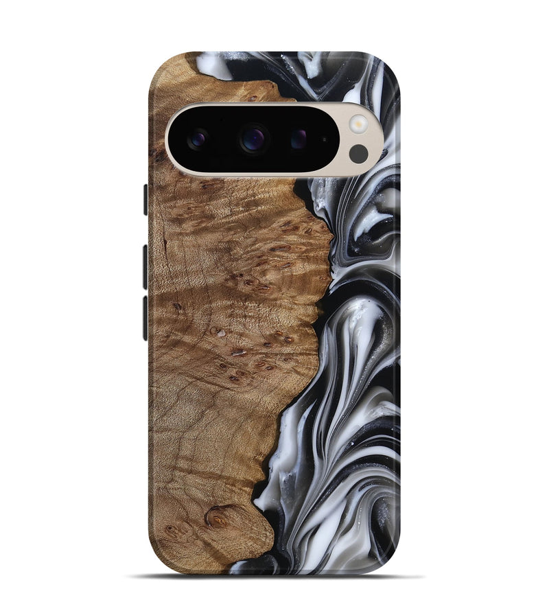 Pixel 9 Pro Wood Live Edge Phone Case - Thiago (Black & White, 812228)