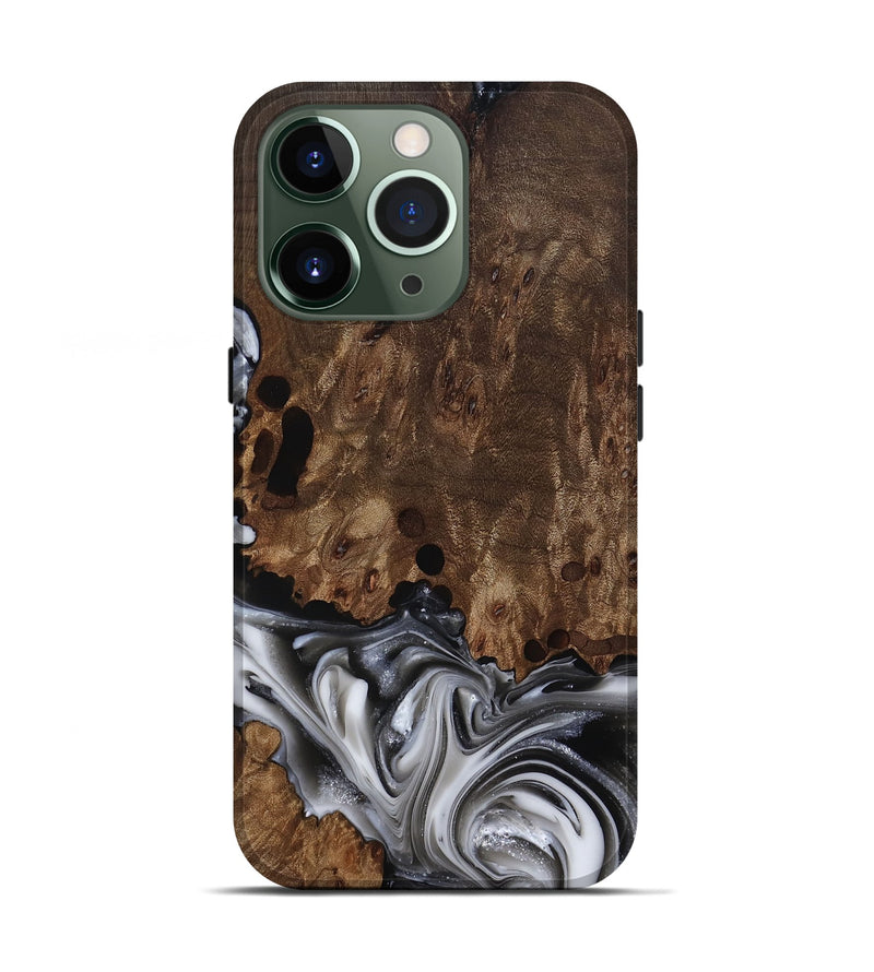 iPhone 13 Pro Wood Live Edge Phone Case - Paityn (Black & White, 812230)