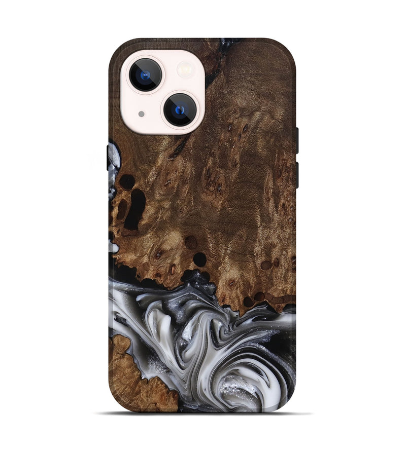 iPhone 14 Wood Live Edge Phone Case - Paityn (Black & White, 812230)