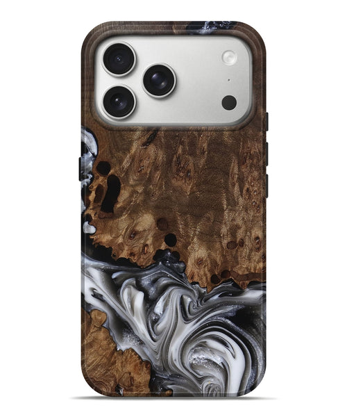 iPhone 17 Pro Max Wood Live Edge Phone Case - Paityn (Black & White, 812230)