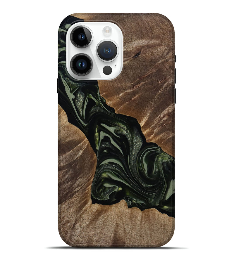 iPhone 15 Pro Max Wood Live Edge Phone Case - Darron (Green, 812233)