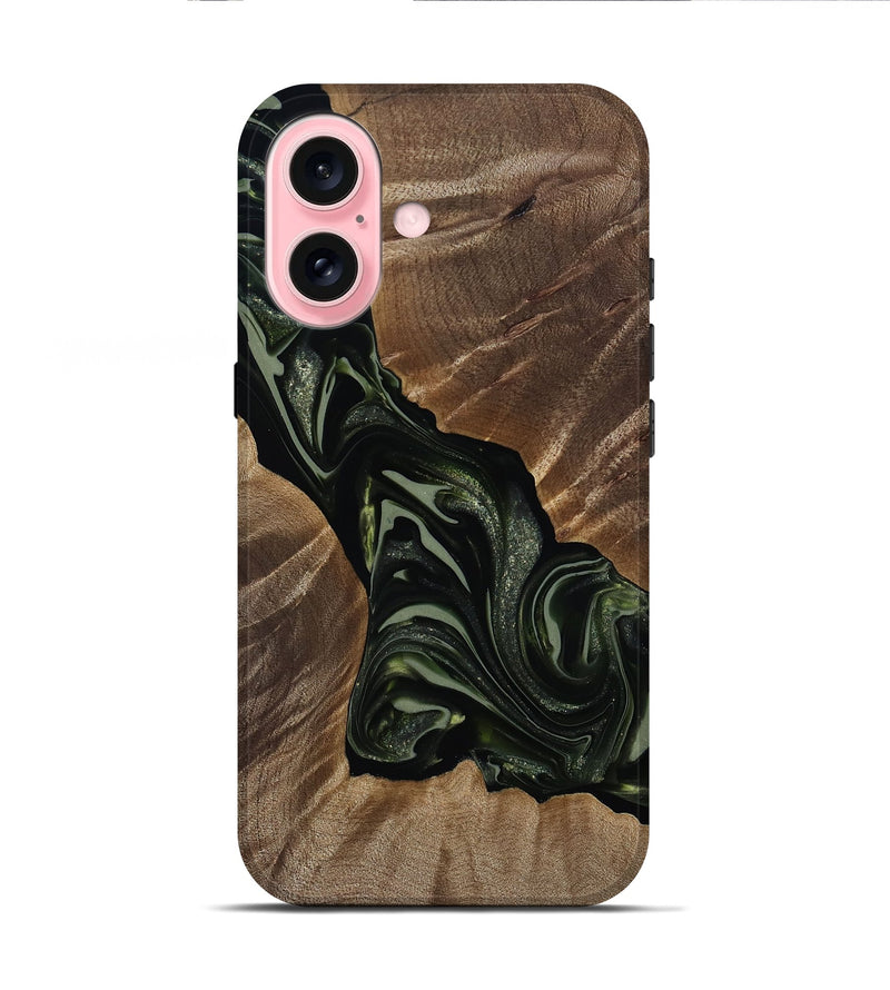 iPhone 16 Wood Live Edge Phone Case - Darron (Green, 812233)