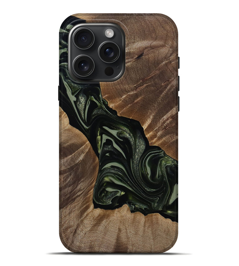iPhone 16 Pro Max Wood Live Edge Phone Case - Darron (Green, 812233)