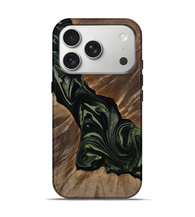 iPhone 17 Pro Wood Live Edge Phone Case - Darron (Green, 812233)