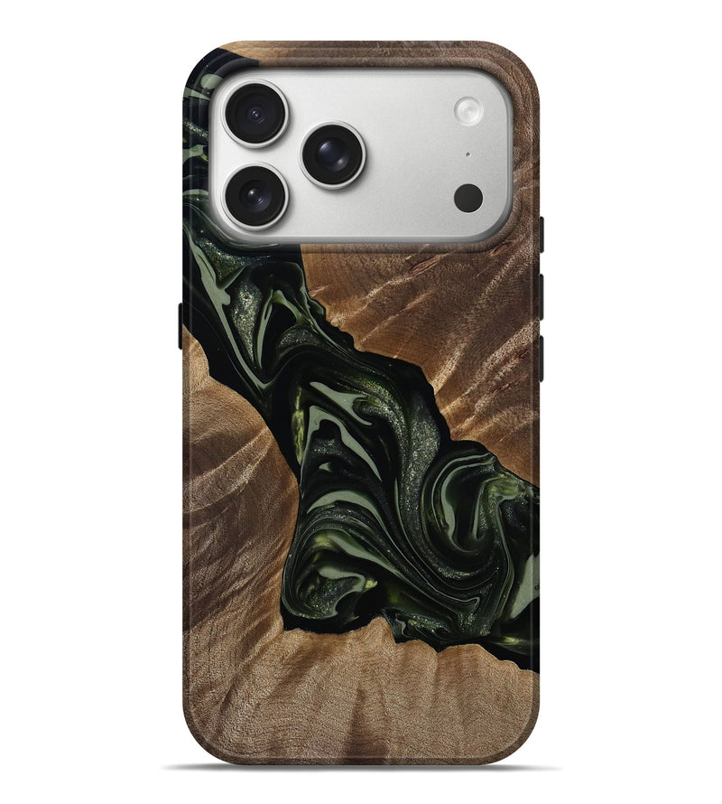 iPhone 17 Pro Max Wood Live Edge Phone Case - Darron (Green, 812233)
